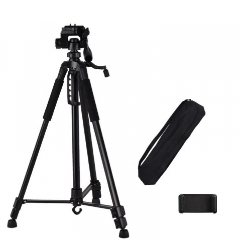 Trepiezi - Trepied foto universal cu suport de telefon, pentru camere, GoPro, telefon, filet 1/4, inaltime maxima 168 cm