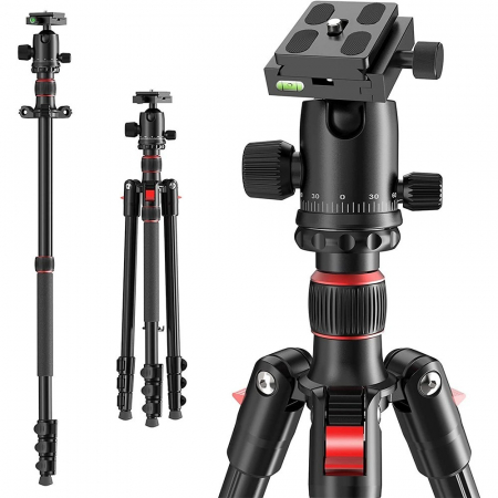 Trepiezi - Trepied,monopied 2in1 universal,filet 1/4 pentru camere,aparate foto,cap bila rotativ 360,inaltime maxima 168 cm