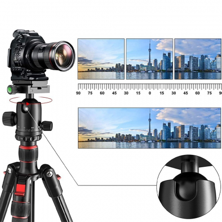 Trepied,monopied 2in1 universal,filet 1/4 pentru camere,aparate foto,cap bila rotativ 360,inaltime maxima 168 cm [6]