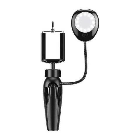 Trepied pentru telefon, lumina LED, 3 niveluri de luminozitate, negru [1]