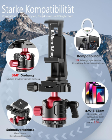 Trepied profesional  188 cm pentru aparat foto, cap sferic 360°, aluminiu, functie monopod, husa transport, sarcina maxima 6.8 kg [1]