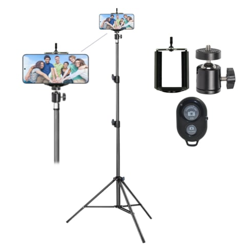 ECHIPAMENTE FOTO - Trepied reglabil pentru telefon 200 cm cu brat flexibil 360°, suport telefon cu prindere cu arc si telecomanda Bluetooth pentru fotografie, vlogging si streaming