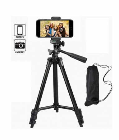 Trepiezi - Trepied foto universal 102 cm ,filet 1/4 cu suport de telefon - Negru