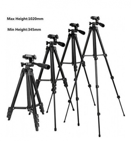 Trepied foto universal 102 cm ,filet 1/4 cu suport de telefon - Negru [7]