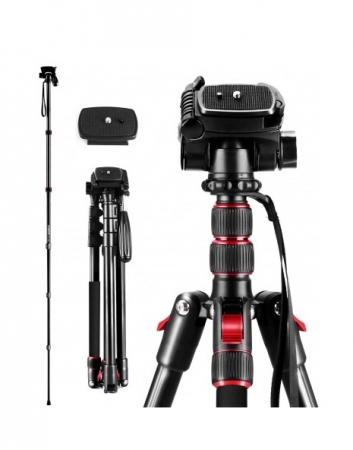 Trepiezi & Diverse - Trepied,monopied profesional 2in1 pentru camere,aparate foto,cu filet universal 1/4,inaltime max 200 cm - Andoer