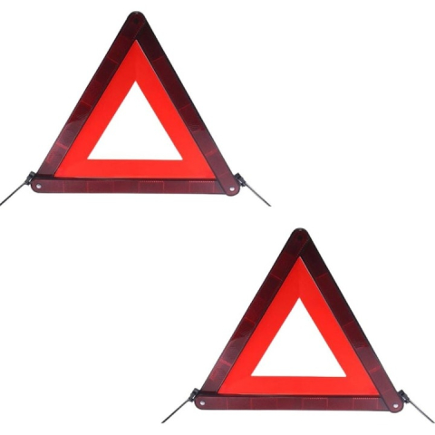 Siguranta auto - Triunghi reflectorizant auto pliabil cu suport metalic, set 2 bucati, vizibilitate ridicata, obligatoriu pentru dotarea autoturismelor, usor de montat si transportat