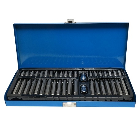 Truse cu scule - Trusa biti torx, hex si spline, imbus, suport de biti 1/2", 3/8", 41 piese, albastra