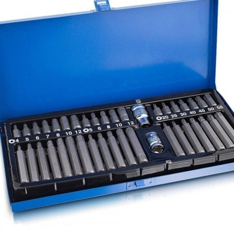 Trusa biti torx, hex si spline, imbus, suport de biti 1/2", 3/8", 41 piese, albastra [5]