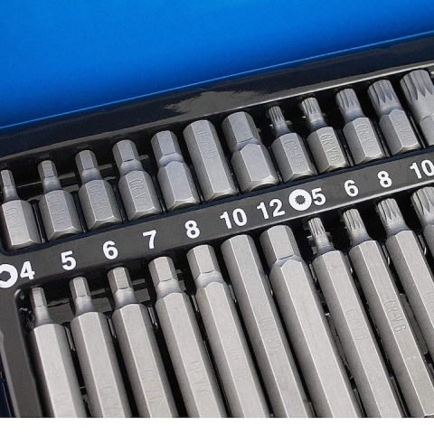 Trusa biti torx, hex si spline, imbus, suport de biti 1/2", 3/8", 41 piese, albastra [4]
