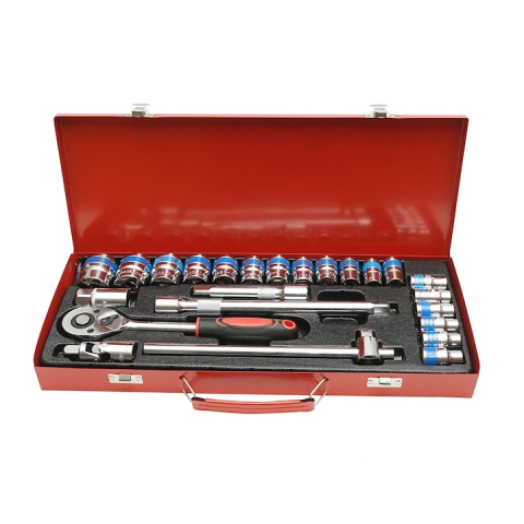 Trusa chei tubulare 1/2 24 piese 8-32mm cu clichet, extensii si adaptor, set profesional pentru mecanica auto si reparatii [2]