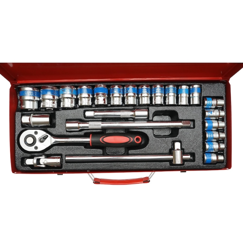CASA & GRADINA - Trusa chei tubulare 1/2 24 piese 8-32mm cu clichet, extensii si adaptor, set profesional pentru mecanica auto si reparatii