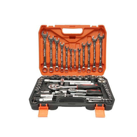 CASA & GRADINA - Trusa chei tubulare 1/2 si 1/4 61 piese cu clichet, chei fixe si accesorii, set complet mecanica auto si reparatii