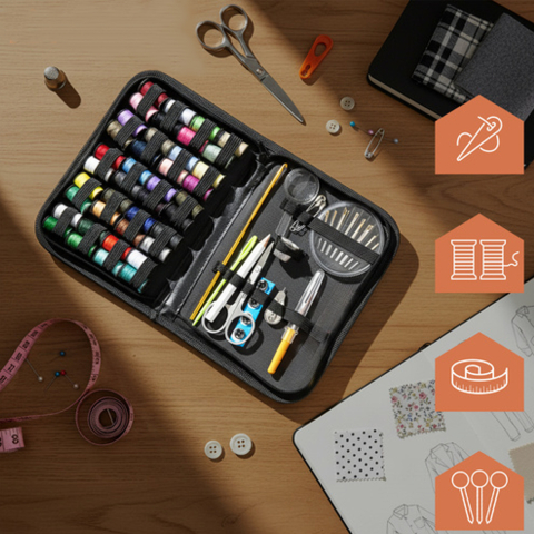 Trusa cusut profesionala 128 piese, kit complet croitorie cu accesorii multiple, geanta organizata, portabila [3]