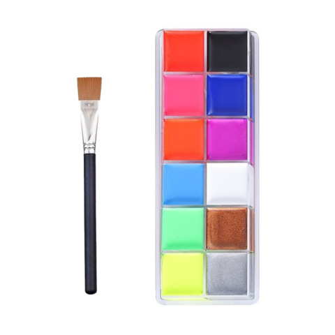 JOCURI ȘI JUCĂRII - Trusa de machiaj artistic pentru fata si corp, 12 nuante intense cu pensula inclusa, formula cremoasa pe baza de ulei