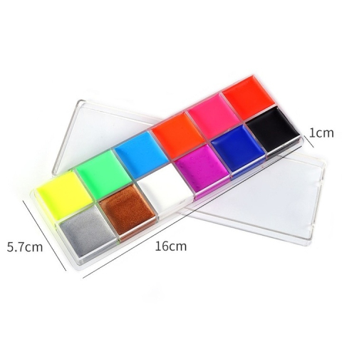 Trusa de machiaj artistic pentru fata si corp, 12 nuante intense cu pensula inclusa, formula cremoasa pe baza de ulei [1]