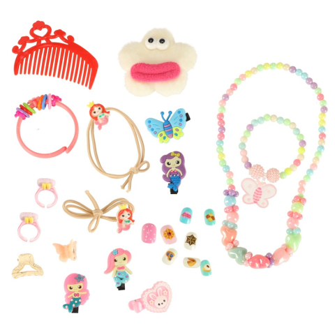 Trusa de machiaj, manichiura, bijuterii, pentru copii, model sirena, 26.2 x 19.4 x 5.5 cm, roz [9]