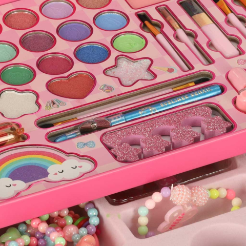 Trusa de machiaj, manichiura, bijuterii, pentru copii, model sirena, 26.2 x 19.4 x 5.5 cm, roz [12]