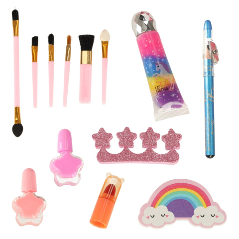 Trusa de machiaj, manichiura, bijuterii, pentru copii, model sirena, 26.2 x 19.4 x 5.5 cm, roz [8]