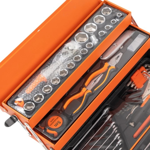 Trusa de scule – 85 piese, otel, cutie metalica cu maner si 5 tavi, ideala pentru service, garaj si ateliere [2]