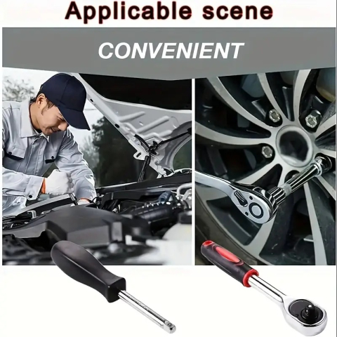 Trusa de scule cu 46 piese, surubelnita, clichet, chei tubulare, biti, torx, imbus, prelungitor, maner ergonomic, cutie compacta, neagra [12]