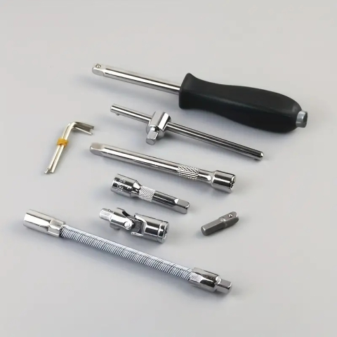 Trusa de scule cu 46 piese, surubelnita, clichet, chei tubulare, biti, torx, imbus, prelungitor, maner ergonomic, cutie compacta, neagra [7]