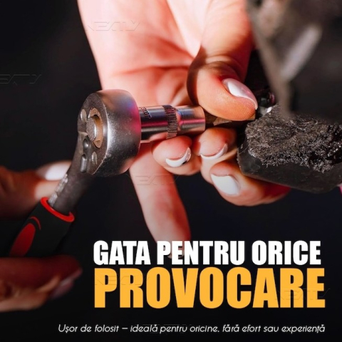 Trusa de scule cu 46 piese, surubelnita, clichet, chei tubulare, biti, torx, imbus, prelungitor, maner ergonomic, cutie compacta, neagra [3]