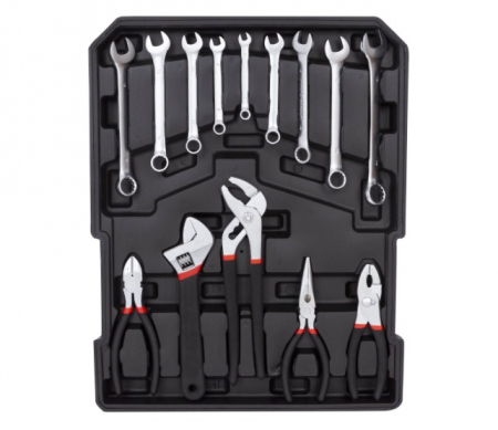 Trusa de scule din aluminiu, tip troler, usor de transportat cu 678 piese - Gri [3]