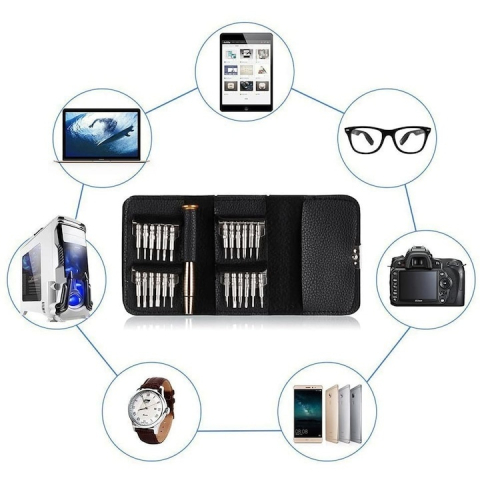 Trusa de surubelnite, 25 piese, toc cu inchidere magnetica, maner metalic antialunecare, negru [1]