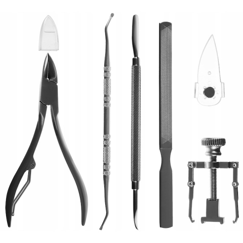 Trusa de unghii, 5 piese – manichiura si pedichiura profesionala, din otel inoxidabil, cu cutie de depozitare neagra