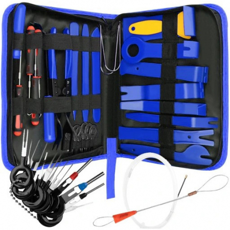 Scule auto - Trusa demontare interior auto,40 piese,tapiterie,radio,usi,bord,dezasamblare conectori - Albastru