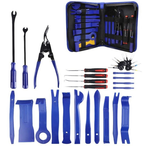 Scule auto - Trusa demontare interior auto, 38 piese,tapiterie,radio,usi,bord,dezasamblare conectori - Albastru