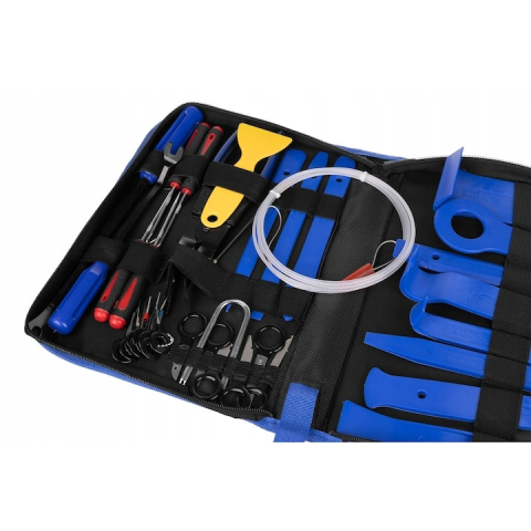 Trusa pentru demontarea tapiteriei, 40 piese, ustensile din plastic intarit, clesti, extractoare, carlige, sistem deschidere usa, husa depozitare inclusa, negru-albastru [1]