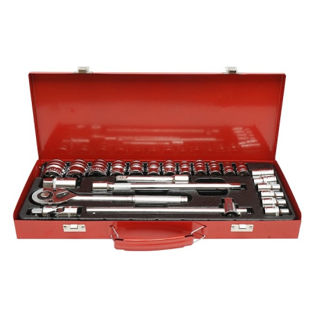 Scule auto - Trusa Profesionala Chrome Vanadium chei tubulare hexagonale 1/2 impact, 24 piese, 8 -32 mm - Rosu