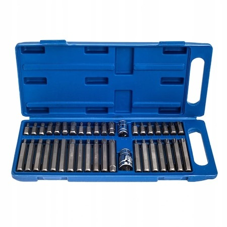 Truse cu scule - Trusa profesionala multifunctionala biti,torx,hex,spline 40 piese,scurte,lungi - Albastru
