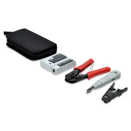 Trusa scule retelistica LAN, RJ 11,RJ 45,sertizare mufe,4 piese,3 clesti + tester de retea [1]
