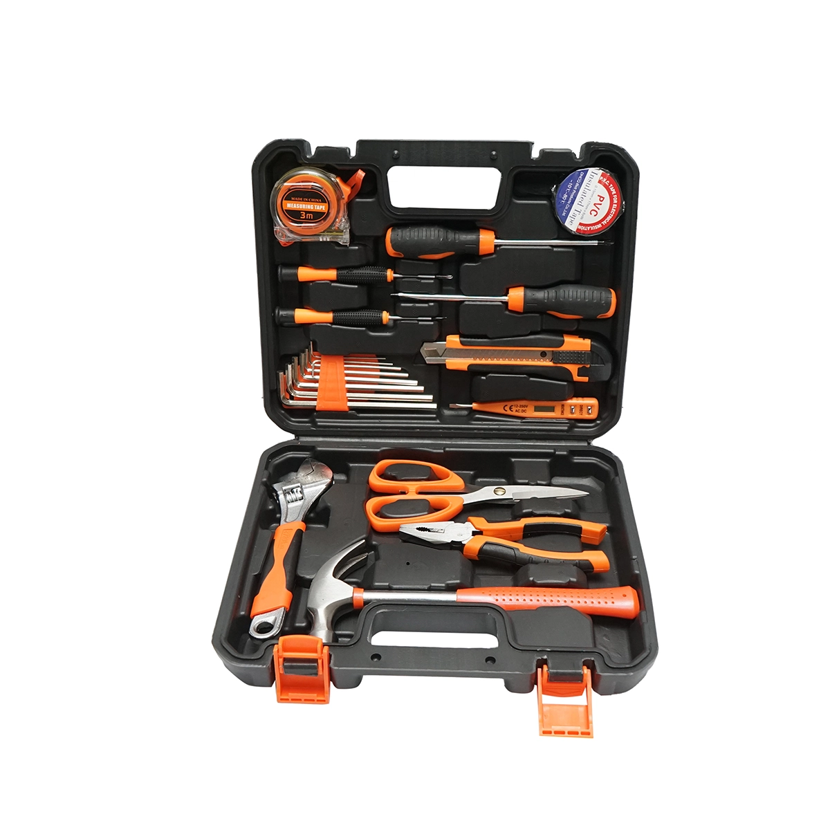 CASA & GRADINA - Trusa scule 20 piese negru-portocaliu, set unelte pentru reparatii si bricolaj
