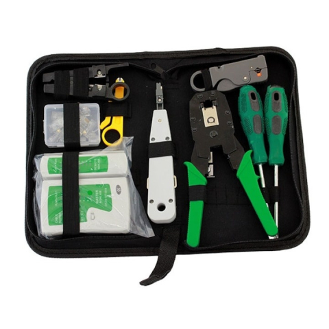 Retelistica & Supraveghere - Trusa scule pentru testare retea, RJ45/RJ11, cu cleste sertizare, instrument LSA si accesorii pentru instalare LAN