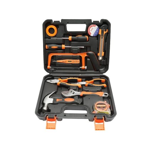 CASA & GRADINA - Trusa scule si unelte combinate 12 piese, set complet bricolaj cu cleste, ciocan, surubelnite si ruleta, cutie transport inclusa