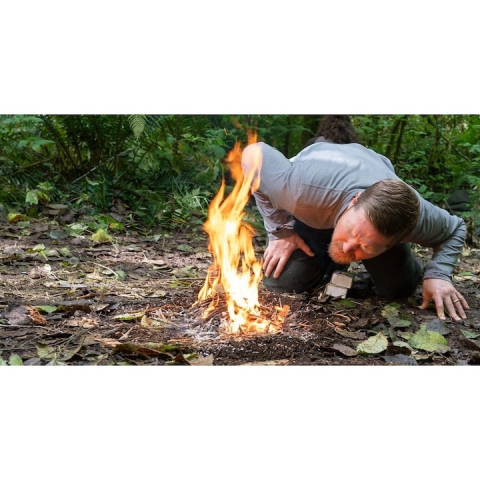 Tub suflat aer pentru aprindere foc, pliabil, aluminiu, usor, accesoriu supravietuire camping si drumetii, 21 g [4]