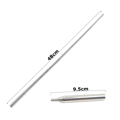 Tub telescopic pentru suflat focul din metal, extensibil 9.5–48 cm, compact, argintiu pentru camping si supravietuire [2]