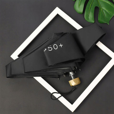 Umbrela mini pliabila manuala 18 cm, compacta de buzunar, protectie UV UPF50+, negru, usoara si portabila [10]