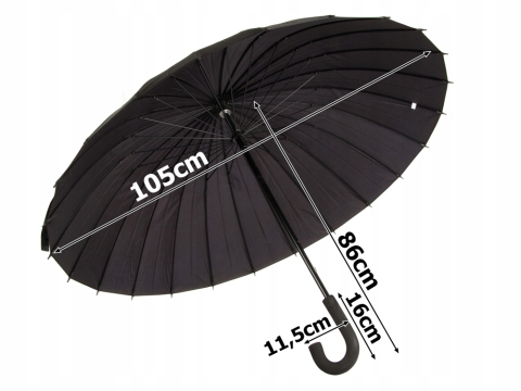 Umbrela neagra 86 x 105 cm, model mare cu maner curbat [4]