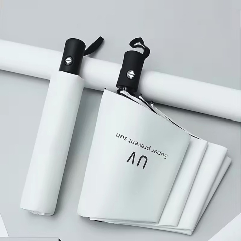 Umbrela pliabila automata protectie UV50+ si ploaie, vinil si otel, 96 x 67 cm, usoara, compacta, bej deschis [3]