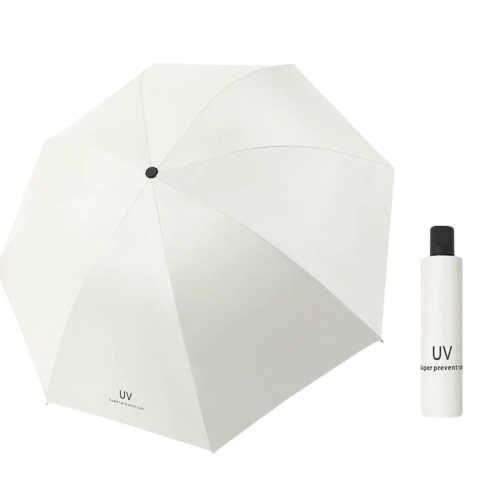 Umbrela pliabila automata protectie UV50+ si ploaie, vinil si otel, 96 x 67 cm, usoara, compacta, bej deschis [1]