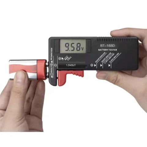 Verificator digital pentru baterii si acumulatori, LCD, negru, 11 x 6 x 2.5 cm, compatibil AA, AAA, 9V si Li-Ion [8]