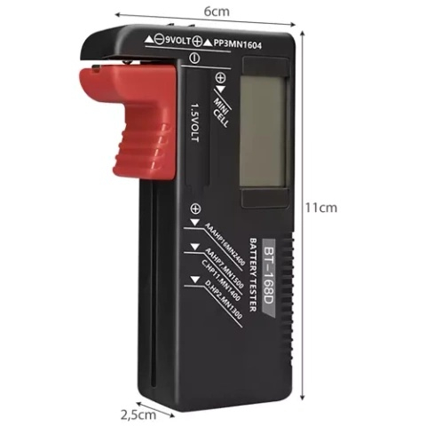 Verificator digital pentru baterii si acumulatori, LCD, negru, 11 x 6 x 2.5 cm, compatibil AA, AAA, 9V si Li-Ion [4]