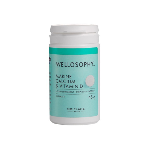 Suplimente alimentare - Vitamine Wellosophy, Calciu marin si Vitamina D, Vegetarian, 30 tablete, 45g