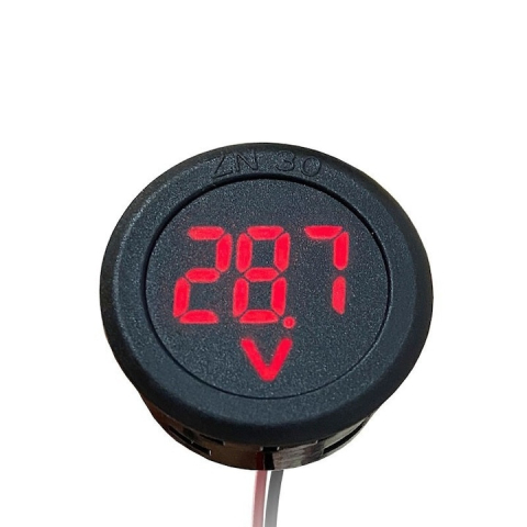 ELECTRONICE - Voltmetru de panou DC digital 4-100V, afisaj LED rosu, montaj incastrat, indicator tensiune pentru baterii, surse si instalatii electrice, 33.8 mm