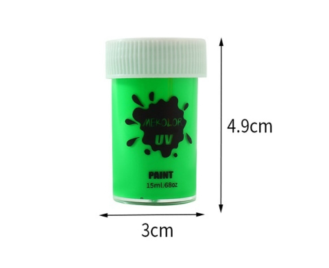 Vopsea pentru fata si corp 15 ml, culoare verde, pigment fosforescent fluorescent, activare cu apa, efect UV [3]
