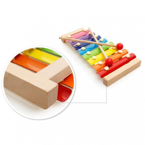 Xilofon multicolor 23 x 12 cm pentru copii 4-6 ani, din lemn si ABS, 8 note muzicale [1]
